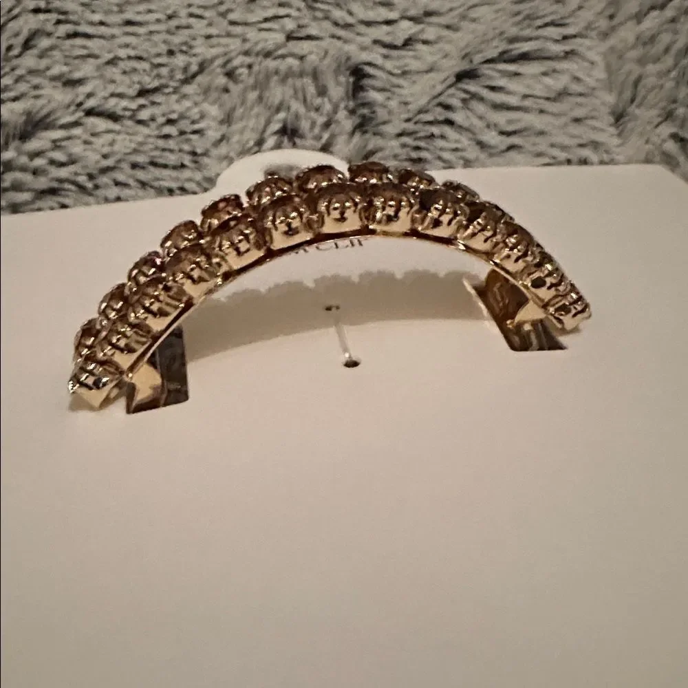MANGO NEIVA Bright Chocolate Crystals Gold Tone Barrette Hair Clip